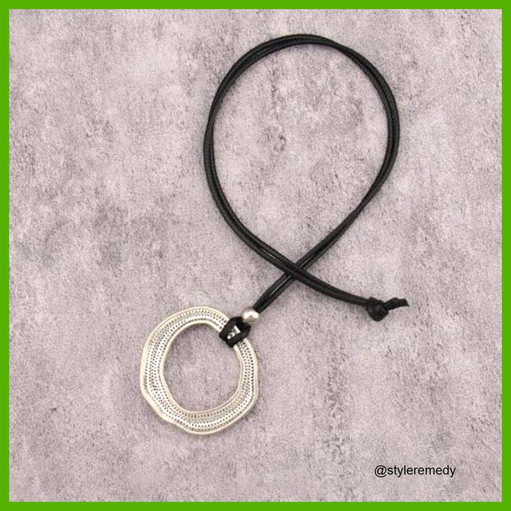 Chunky Boho Statement Necklace Adjustable Leather… - image 6